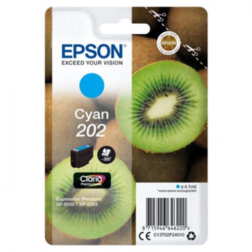 EPSON Singlepack Cyan 202 Claria Premium Ink , Epson , EPSC13T02F24010 , 8715946646220